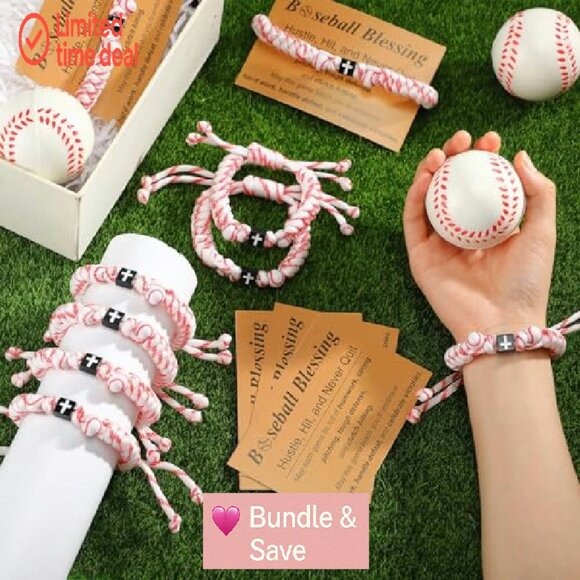 12 Adjustable Christian Baseball Bracelets with Inspirational Cards Set - Picture 3 of 8